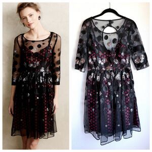 NWT Plenty by Tracy Reese Estrella Sequined Polka Dot Tulle Party Dress Size 6